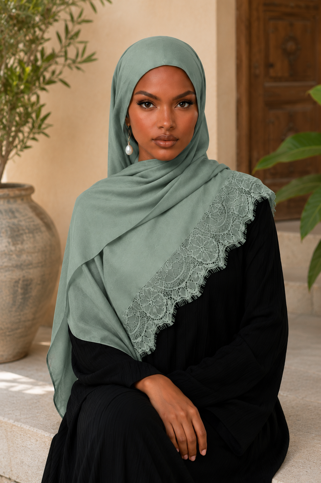 Lace Veil Modal Hijab